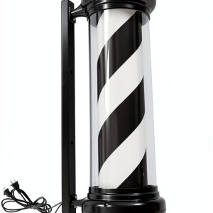 31.5'' Barber Pole Light, Black White Rotating Hair Salon Open Sign for Salon-0