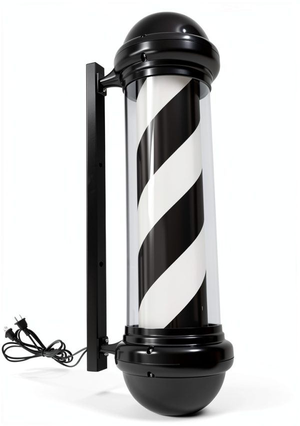 31.5'' Barber Pole Light, Black White Rotating Hair Salon Open Sign for Salon-0