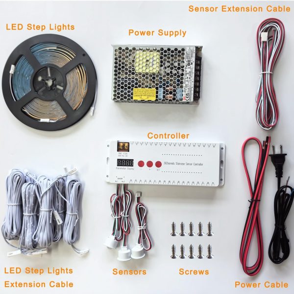 LED Stair Lights Motion Sensor AUTUNEER 20 Step 40in White 6000K-3