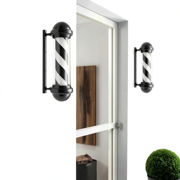 31.5'' Barber Pole Light, Black White Rotating Hair Salon Open Sign for Salon-1