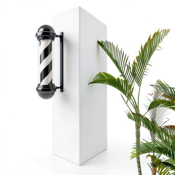 31.5'' Barber Pole Light, Black White Rotating Hair Salon Open Sign for Salon-7