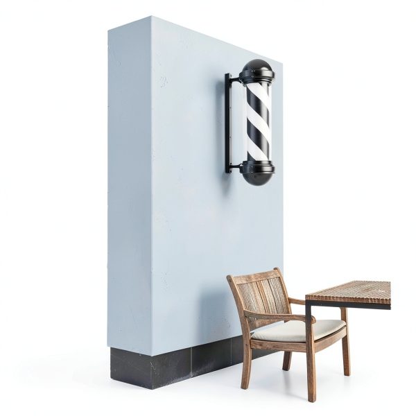 31.5'' Barber Pole Light, Black White Rotating Hair Salon Open Sign for Salon-6