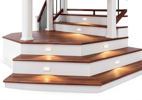 120V Stairway Lights Indoor, 3W 5CCT Dimmable LED Step Lights Indoor Outdoor, IP65 Waterproof Stairwell Lighting for Stairs Steps, Aluminum (Smile Style(White)(1Pack), 1)-2