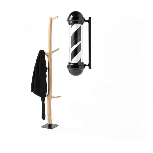 31.5'' Barber Pole Light, Black White Rotating Hair Salon Open Sign for Salon-4