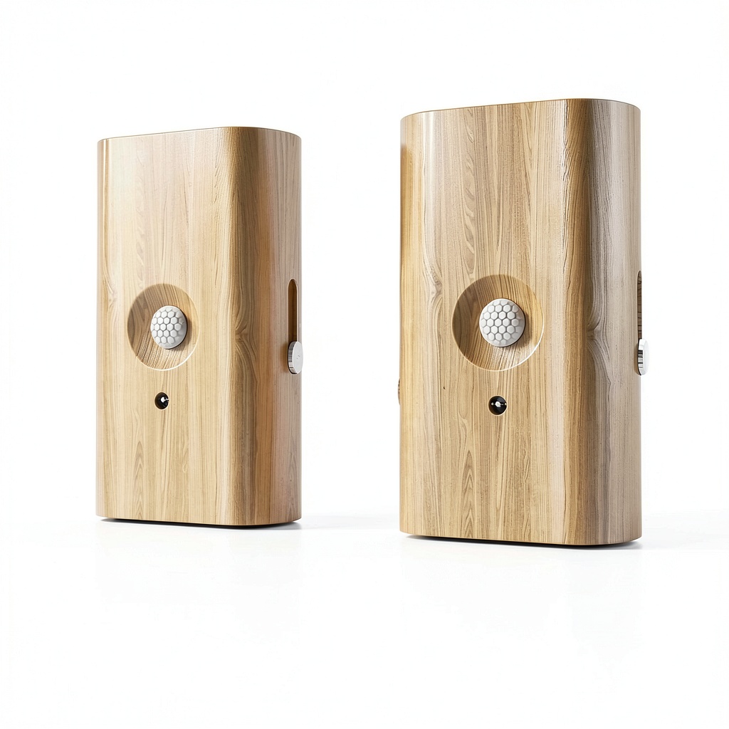 Installing Wood Grain Night Light with Motion Sensor, Magnetic Attachment, Wireless, 3600 mAh Type-C Rechargeable Battery, 3 Colors, 10-100LM Dimmable, for Hallways, Living Rooms, Stairs, 2-Pack on a wooden desk