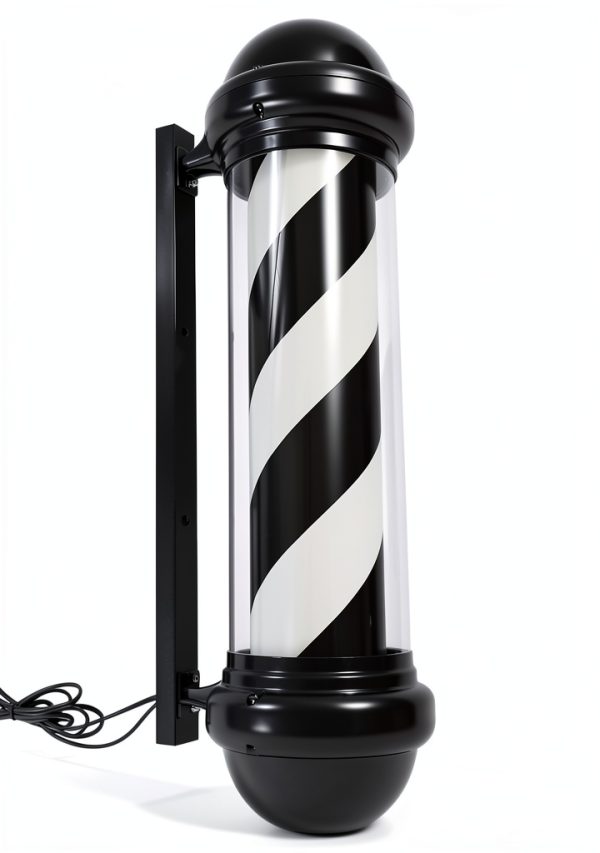 31.5'' Barber Pole Light, Black White Rotating Hair Salon Open Sign for Salon-8