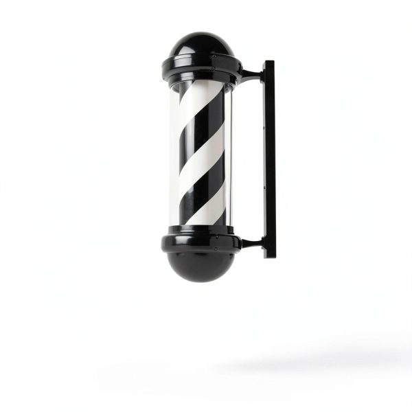 31.5'' Barber Pole Light, Black White Rotating Hair Salon Open Sign for Salon-5