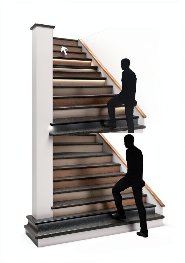 Indoor LED Stair Light Motion Activated Sensor Wired Set Stair Riser Running Light with 4000K COB LED Strip Cascading Stairway Staircase Under Tread Lighting for up to 16 Steps-2