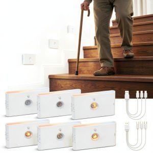 wowatt Rechargeable Motion Sensor Stair Light, White Night Lights with-0