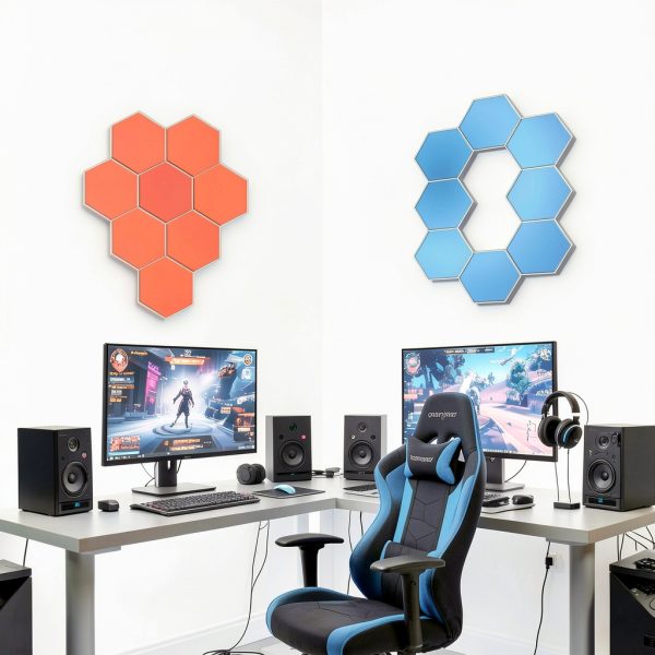 KORORO Hexagon LED Lights - 8 Pack Smart APP RGB Gaming Light with Remote Control & Music Sync Honeycomb Shape Hex Lights for Bedroom, Living Room Wall, Gaming Decor-3