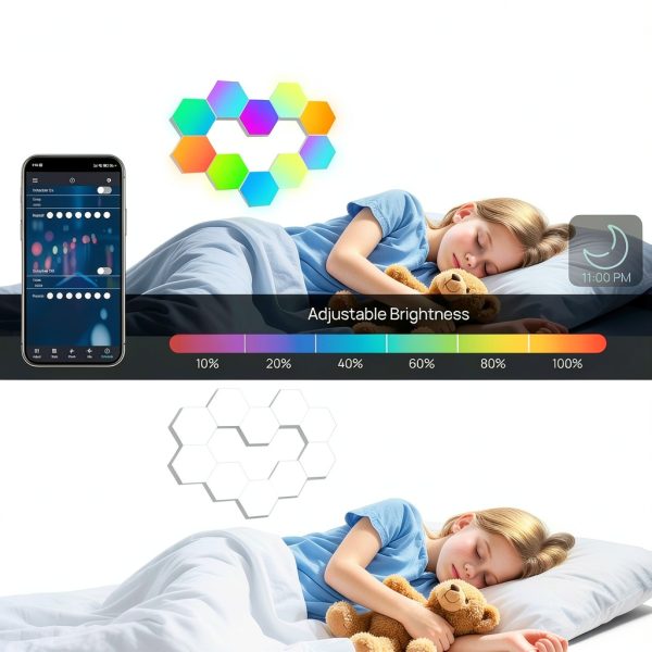 KORORO Hexagon LED Lights - 8 Pack Smart APP RGB Gaming Light with Remote Control & Music Sync Honeycomb Shape Hex Lights for Bedroom, Living Room Wall, Gaming Decor-2