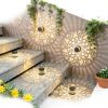 Solar Fence Lights 2 Pack Outdoor Deck Step Wall Lights Metal Waterproof LED Warm Yellow Light for Garden Post Patio Backyard Yard Decor (Mandala-2, 2)-2