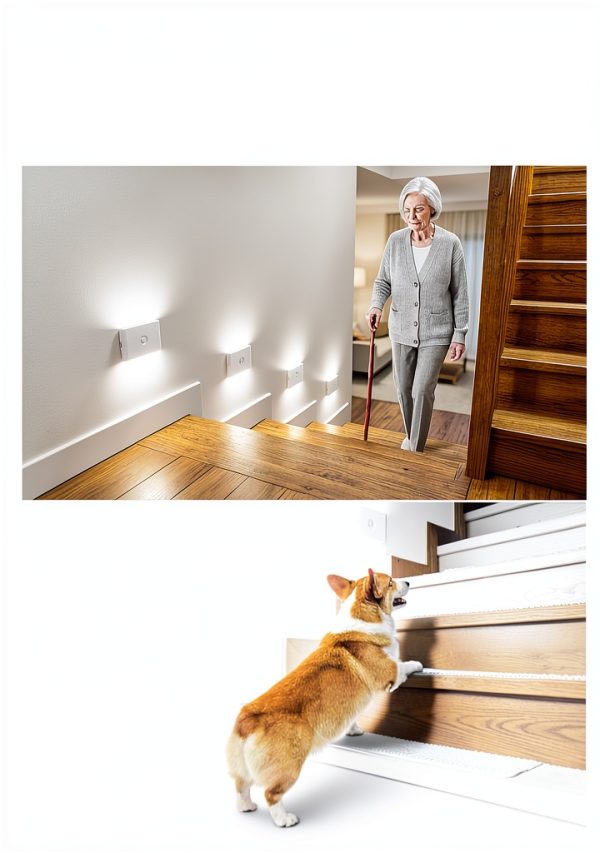 wowatt Rechargeable Motion Sensor Stair Light, White Night Lights with-6