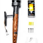 Medieval Torch Wall Sconce SRYBLT Hand Forged Iron Wood Light-0